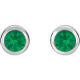14K White Chatham® Created Emerald Earrings