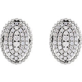 14K White 1/3 CTW Diamond Oval Cluster Earrings