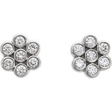 14K White 1/4 CTW Diamond Cluster Earrings