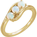 14K Opal Three-Stone Ring