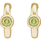 14K Yellow Genuine Gemstone J-Hoop Earrings