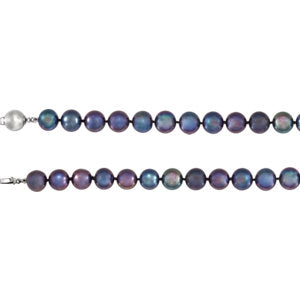 Sterling Silver Freshwater Cultured Black Pearl 7.75