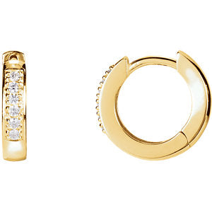 14K Yellow 1/10 CTW Diamond Hoop Earrings