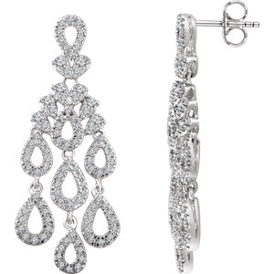 14K White 7/8 CTW Diamond Dangle Earrings
