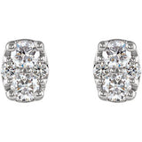 14K White 3/8 CTW Diamond Cluster Earrings