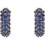 14K White Blue Sapphire Earrings