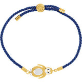 18K Yellow Vermeil Penguin Blue Satin 7.5" Bracelet for Loyalty