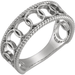 Sterling Silver Geometric Rope Ring