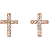 14K Rose .06 CTW Diamond Cross Earrings