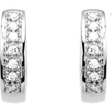 14K White 1/6 CTW Diamond Hoop Earrings
