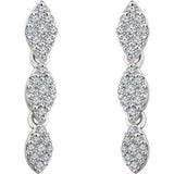 14K White 1/3 CTW Diamond Cluster Dangle Earrings