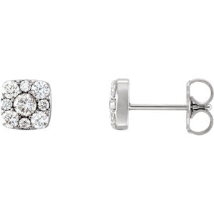 14K White 1/2 CTW Diamond Cluster Earrings
