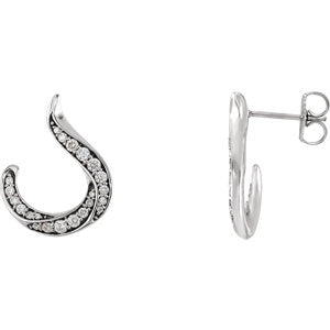 14K White 3/8 CTW Diamond Crescent Earrings